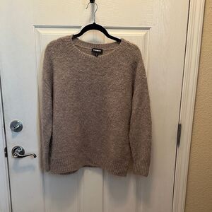 Express Cozy Taupe Crew Neck Sweater Size Small